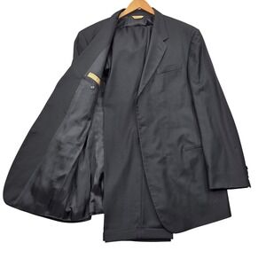 Vintage Donna Karan Signature Black Wool Suit Made in Italy Mens 46/40 Long